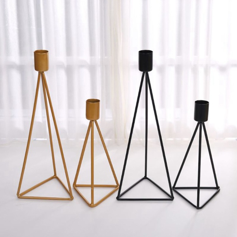Set 2 Giá Đỡ Đèn Cầy Bằng Sắt Họa Tiết Hình Học Độc Đáo Trang Trí Tiệc Kỷ Niệm