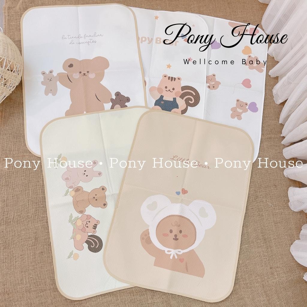 Lót Chống Thấm Cotton In Hình Phong Cách Hàn Quốc  - Tấm Lót Thay Tã Bỉm Chống Thấm Cho Bé Sơ Sinh 4 lớp KT 50* 70cmi
