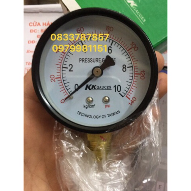 Đồng hồ đo áp suất nước, hơi, khí nén chân đồng phi 63, 100, 40mm