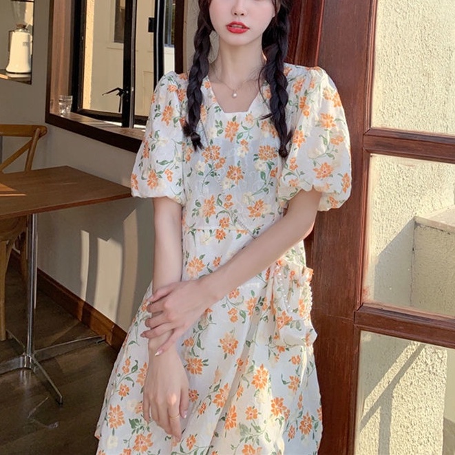 Đầm Chữ a Cổ Vuông Thời Trang Mùa Hè Cho Nữ