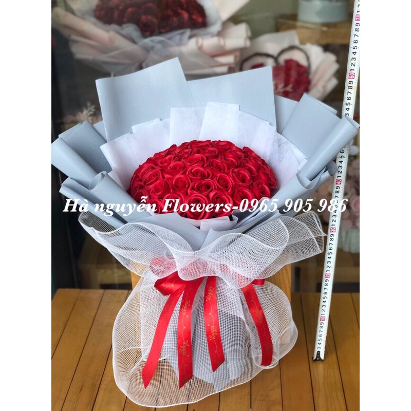 [QUÀ TẶNG SINH NHẬT]-Bó hoa hồng sáp 50 bông cao cấp tặng kèm thiệp nhận đặt màu theo yêu cầu