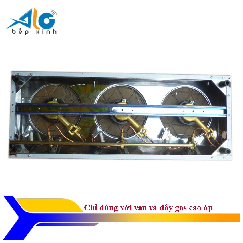 BẾP GAS CÔNG NGHIỆP KHÈ 3 LÒ SOGO GT-208S3 - Dùng với van dây cao áp - lửa mạnh - Alo Bếp Xinh