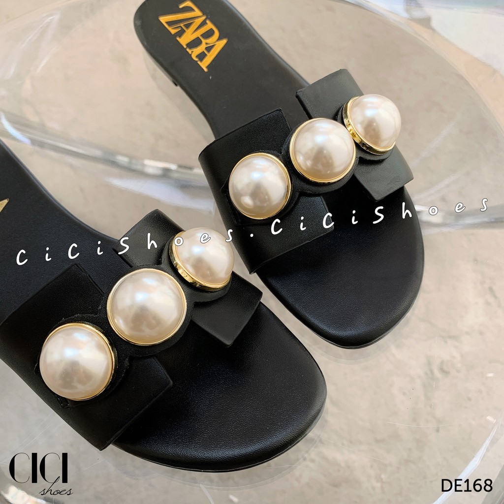 Dép bệt nữ CiCi Shoes, dép quai ngang 3 ngọc to - DE168