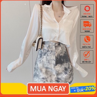 Áo sơmi croptop lụa satin ✨✨