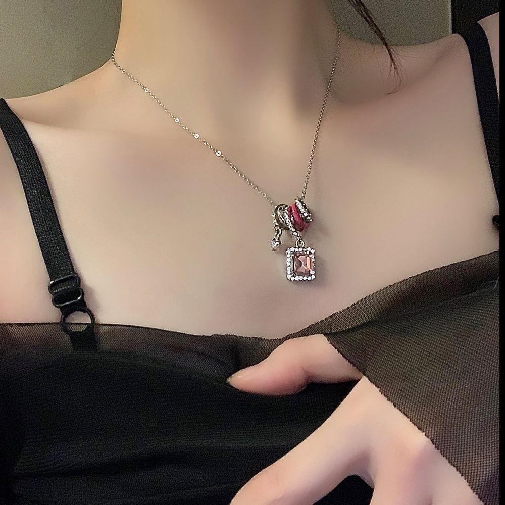 ANEMONE Vòng Cổ Choker Mặt Vuông Lấp Lánh Thanh Lịch Thời Trang Cho Bạn Gái