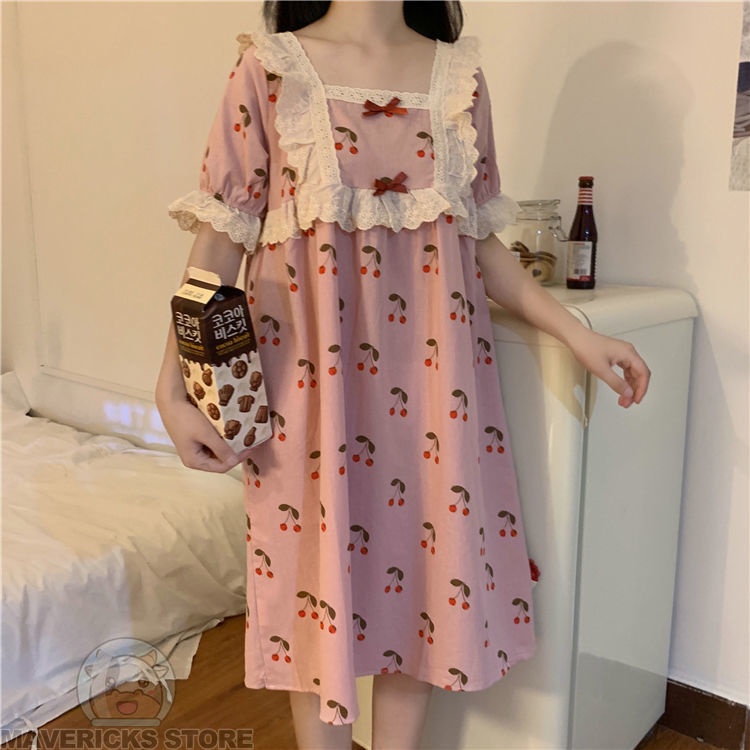 Đồ ngủ Tay Ngắn Kiểu Công Chúa Dễ Thương Thời Trang Mùa Hè Cho Nữ