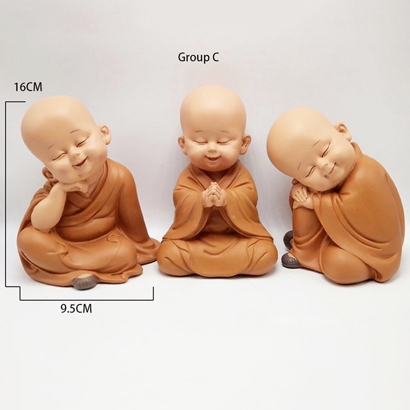 ☘️HOT☘️ Bộ 03 chú tiểu AN NHIÊN trang trí nhà cửa,ôtô - mẫu ngồi 7cm