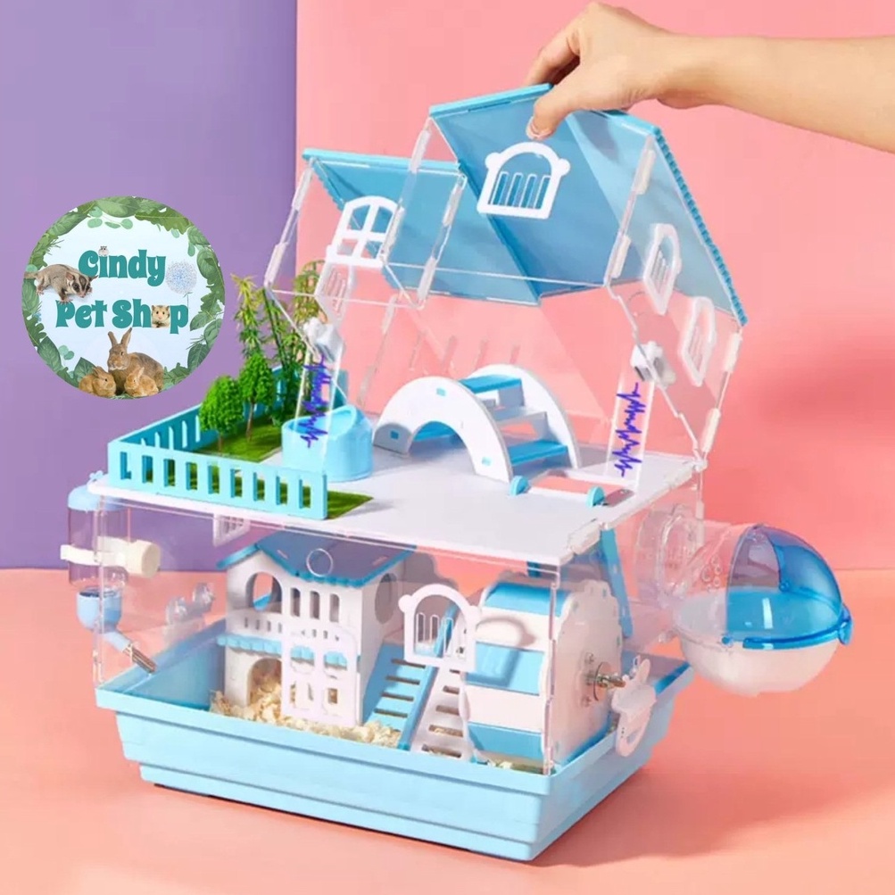 Lồng mica biệt thự cho Hamster full phụ kiện