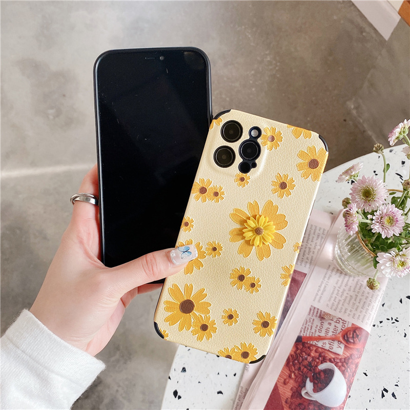 DINUO-Applicable iPhone12 Daisy 11ProMax mobile phone case XR Apple SE Korean style Xs Art 7/8Plus silicone