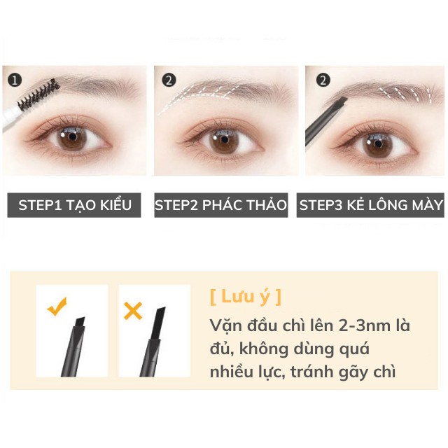 [Mẫu Mới] Chì Kẻ Mày Bút Vẽ Chân Lông Mày Tam Giác 2 Đầu Myonly 3071 Đa Hiệu Ứng 3D Không Thấm Nước, Mồ Hôi, Bền Màu | BigBuy360 - bigbuy360.vn