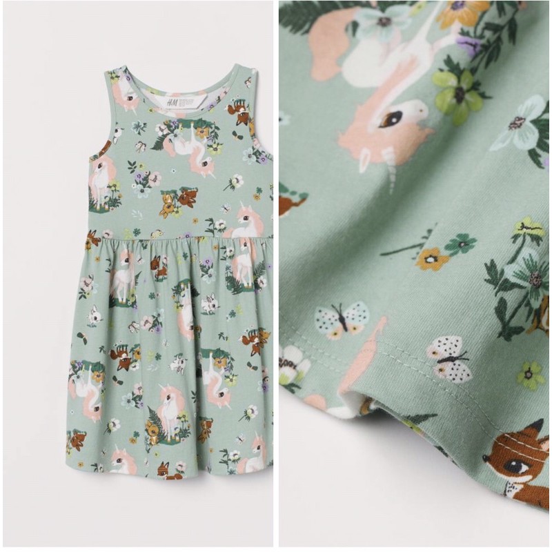 Váy ba lỗ bé gái lớn màu xanh siêu yêu  săn Uk sz 8-10y