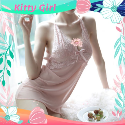 Bộ Váy Ngủ Xuyên Thấu Phối Ren Ngực Xẻ Sâu Kèm Quần Chip Lọt Khe Sexy VN11 | BigBuy360 - bigbuy360.vn