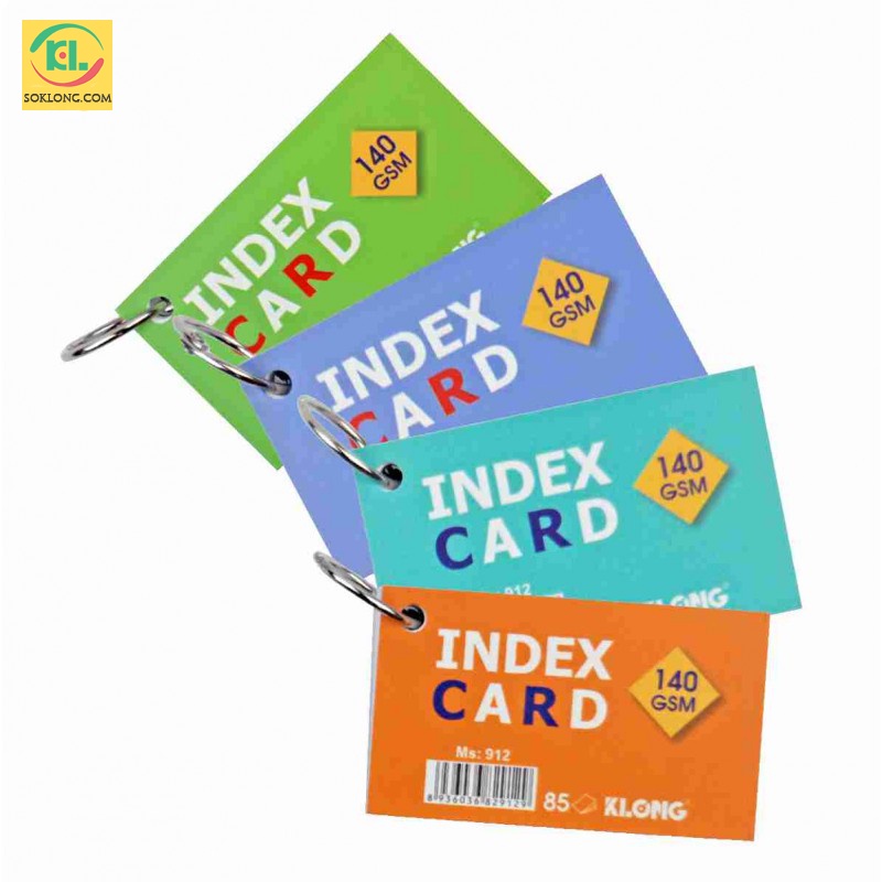 Tập thẻ Index Card A7 học ngoại ngữ Ms 912 dày dặn, thẻ Klong [Chọn Màu]