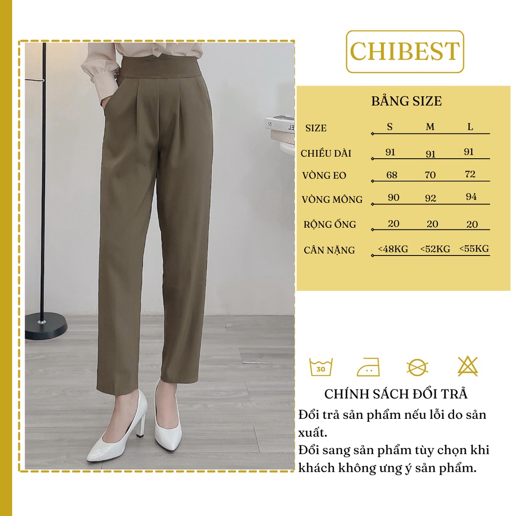 Quần baggy nữ công sở cạp V quần dài cạp không chun vải tuyết mưa lưng cao CHIBEST YQB85