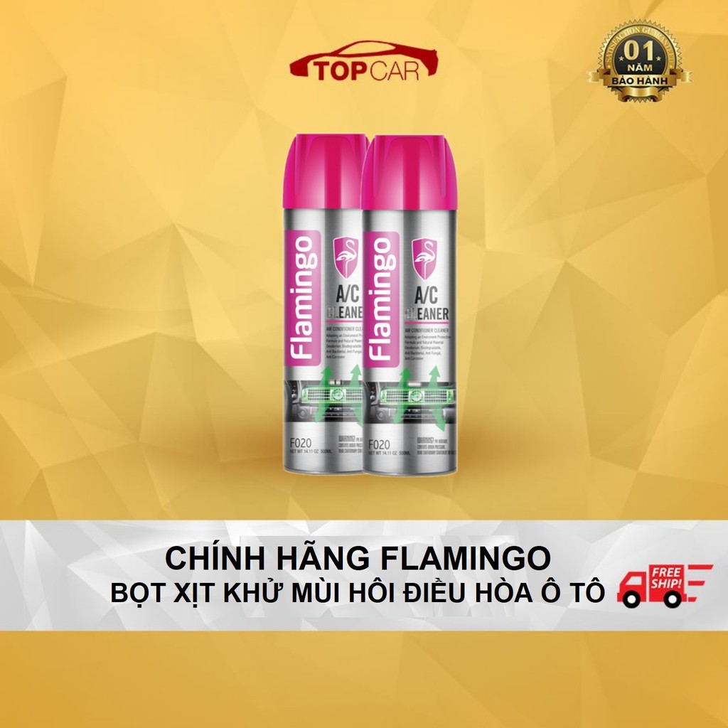 ⚡CHÍNH HÃNG FLAMINGO⚡Bình Xịt Bọt Vệ Sinh Khử Mùi Hôi Điều Hòa Ô Tô Flamingo F020 500ml