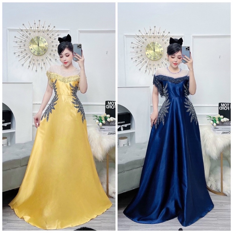 ĐẦM RỚT VAI TUA RUA KẾT CƯỜM TIA full size S/M/L/XL