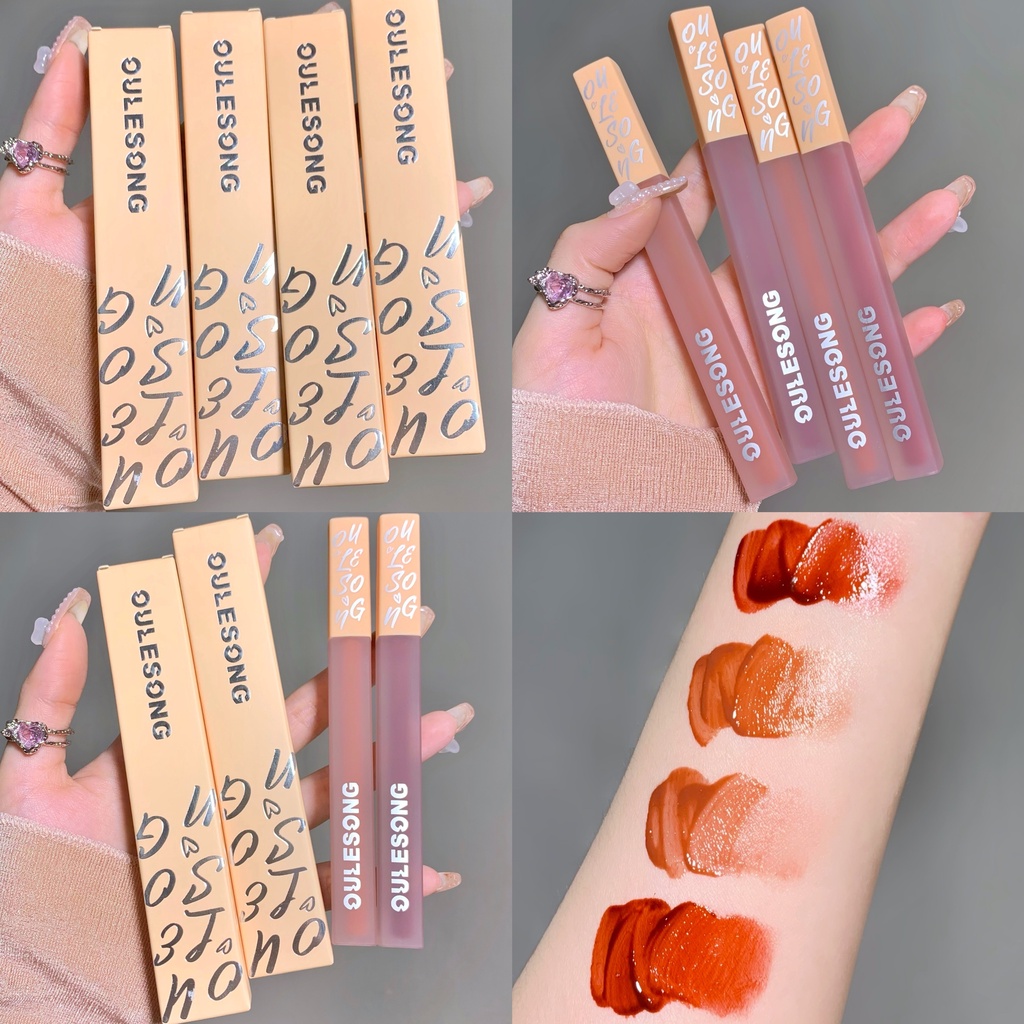 [Hàng mới về] Son kem OULESONG màu da đất tông lì mềm môi chống nước lâu trôi