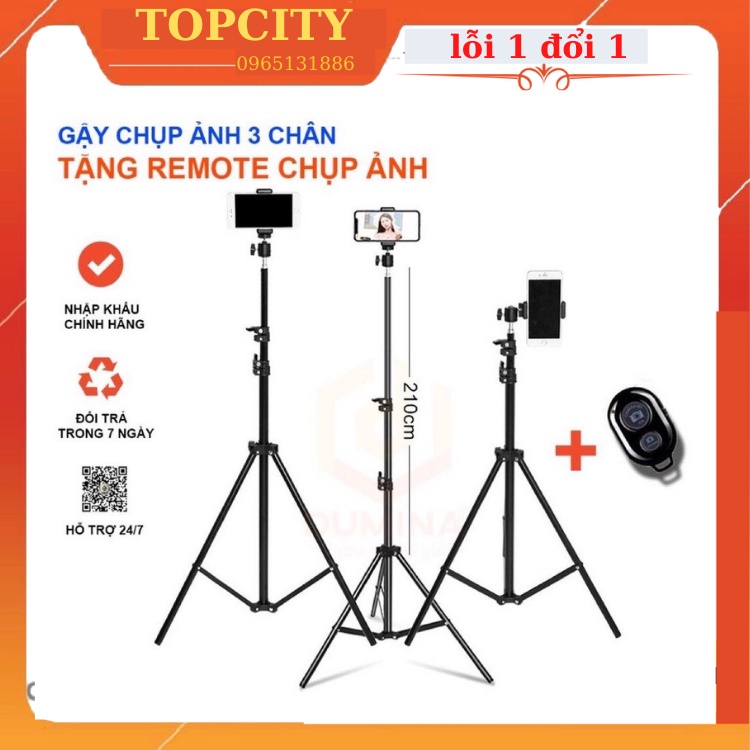 Gậy chụp ảnh 3 chân, gậy livestream quay video tiktok tripod có giá đỡ điện thoại chân 2m1 có kẹp,LOẠI XỊN ,LOẠI TỐT-TO