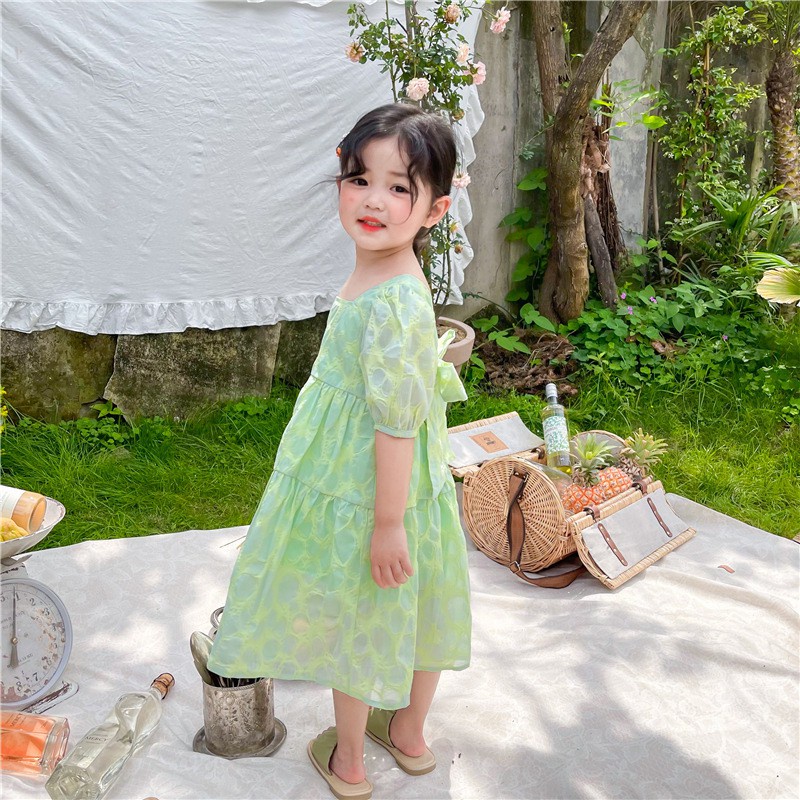 Đầm Công Chúa Cổ Vuông Tay Phồng Màu Xanh Lá Cổ Điển Hở Lưng Phong Cách Hàn Quốc Thời Trang Mùa Hè Cho Bé Gái 2021 | BigBuy360 - bigbuy360.vn