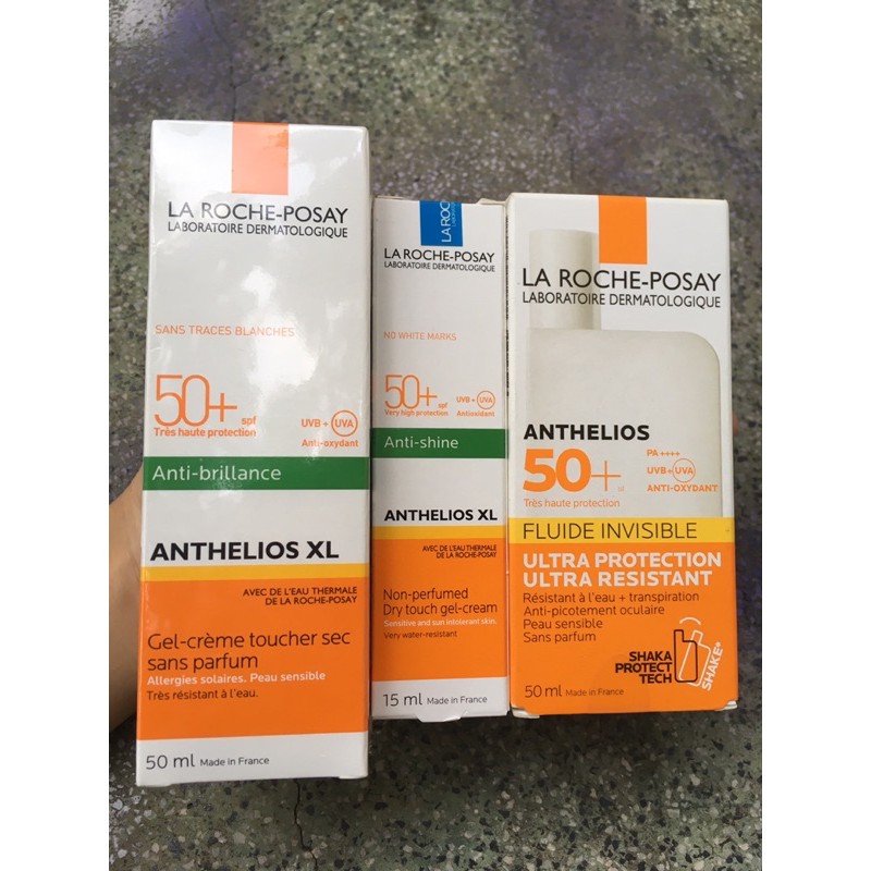 [ Date xa] Kem chống nắng La Roche Posay Anthelios XL Anti-Shine vạch xanh lá  50ml 15ml, Invisible Fluid 50ml