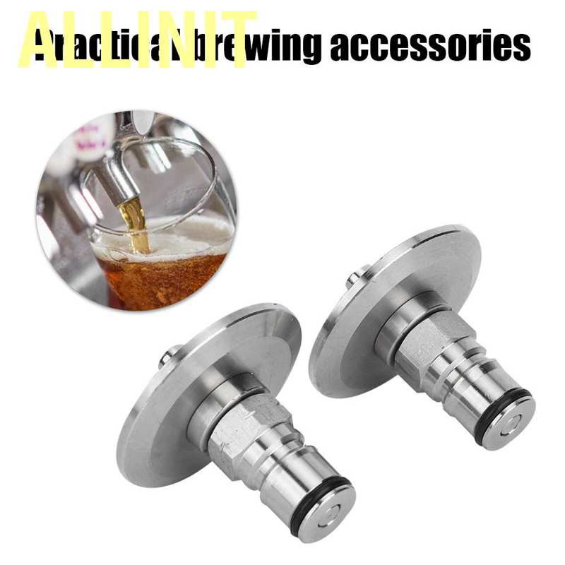 Allinit 2Pcs 304 Stainless Steel Homebrew Keg 1.5in Tri‑Clamp to Ball Lock Post Adapter Brewing Fitting