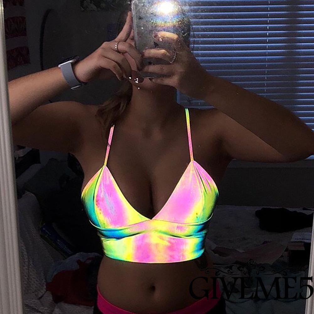 Áo croptop hai dây cổ v họa tiết nhiều màu sắc thời trang quyến rũ cho nữ