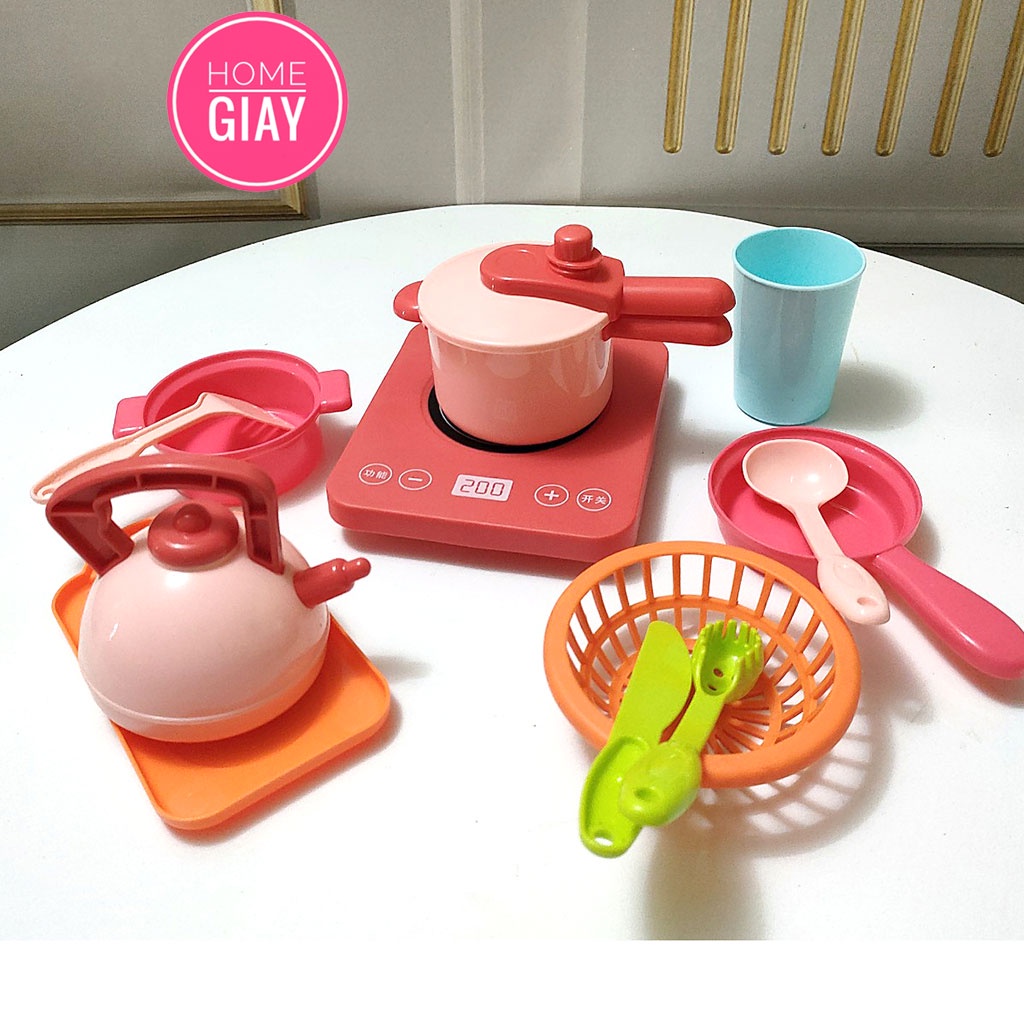 Bộ đồ chơi nấu ăn nhà bếp SHOP HOME GIAY cho bé gái nhiều chi tiết nhựa nguyên sinh an toàn