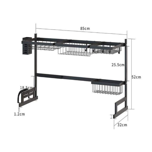 Kệ Để Chén Đĩa Thông Minh Trên Bồn Rửa Bát Sơn Đen Cao Cấp