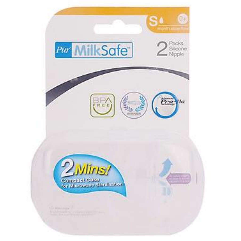 Vỉ 2 núm cổ rộng Pur Milk Safe