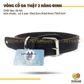 VÒNG CỔ DA THẬT 2 HÀNG ĐINH CHO CHÓ