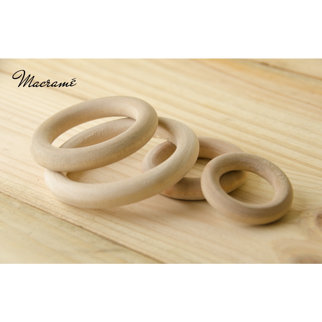 2 Vòng gỗ Khoen gỗ mộc tự nhiên 4cm,5cm,6cm,6,8cm_wooden rings_ Phụ kiện Macrame