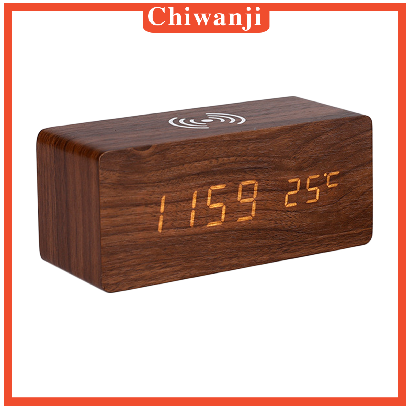 Digital Alarm Clock &amp; Wooden Electronic LED Time Display Temperature Detect