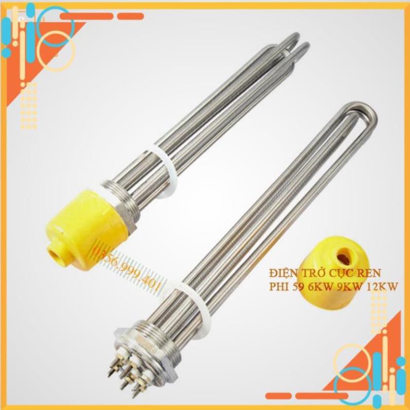 Điện trở củ ren phi 59 công suất 6kw, 9kw 12kw, 15kw, 21kw inox 304 hàng tốt.