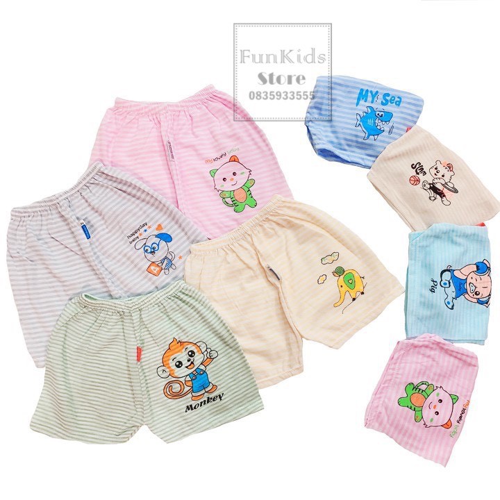 Quần Chục Đùi Cotton Kẻ Cho Bé Trai Và Bé Gái Từ 6kg Đến 18kg  FUNKIDS  Quần Đùi Mặc Ở Nhà Cho Bé. Bền-Rẻ-Đẹp