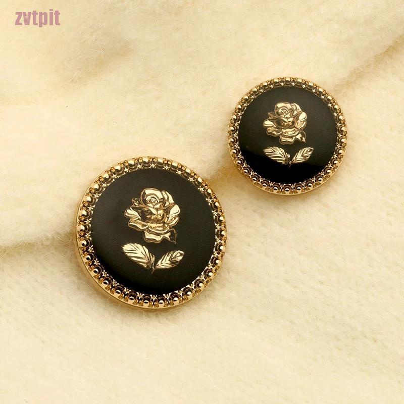Set 6 nút áo khoác họa tiết hình hoa hồng bằng kim loại cho nữ