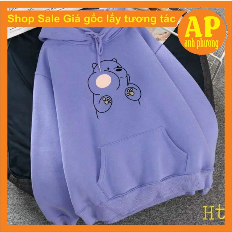 Áo hoodie basic gấu má phính Ht nỉ hodie nam nữ unisex forn thụng