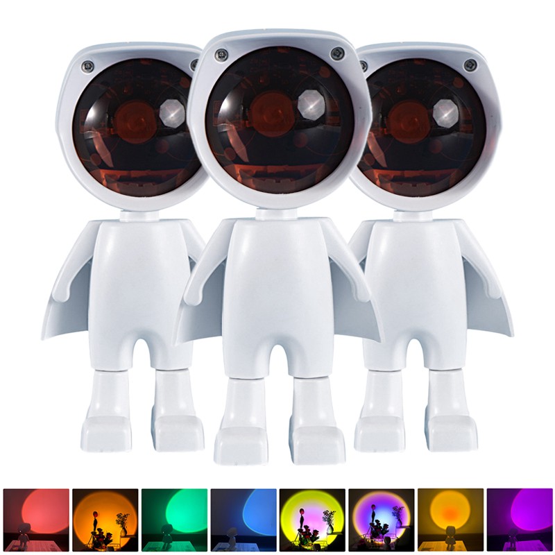 ✨Ready Stock✨Tiktok Robot Design USB Sunset Projection Floor Light Rainbow Modern Led Floor Light Living Room Stand Light Bedroom Projector Floor Lamp Đèn Led Màu Cầu Vồng Trang Trí Phòng Ngủ