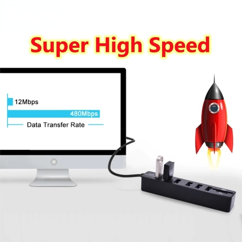 Bộ Chia USB 2.0 5 Trong 1 Siêu Tốc Độ 3 Cổng USB SD TF