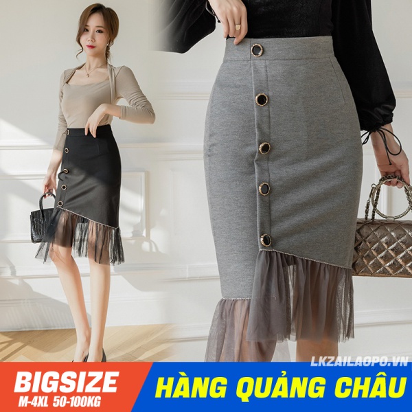 BIGSIZE (45-100kg) Chân váy nữ công sở ngắn lưng cao phối lưới thiết kế mỏng quyến rũ thời trang Phong cách Hàn Quốc - Chân váy nữ bút chì cạp cao - quảng châu cao cấp
