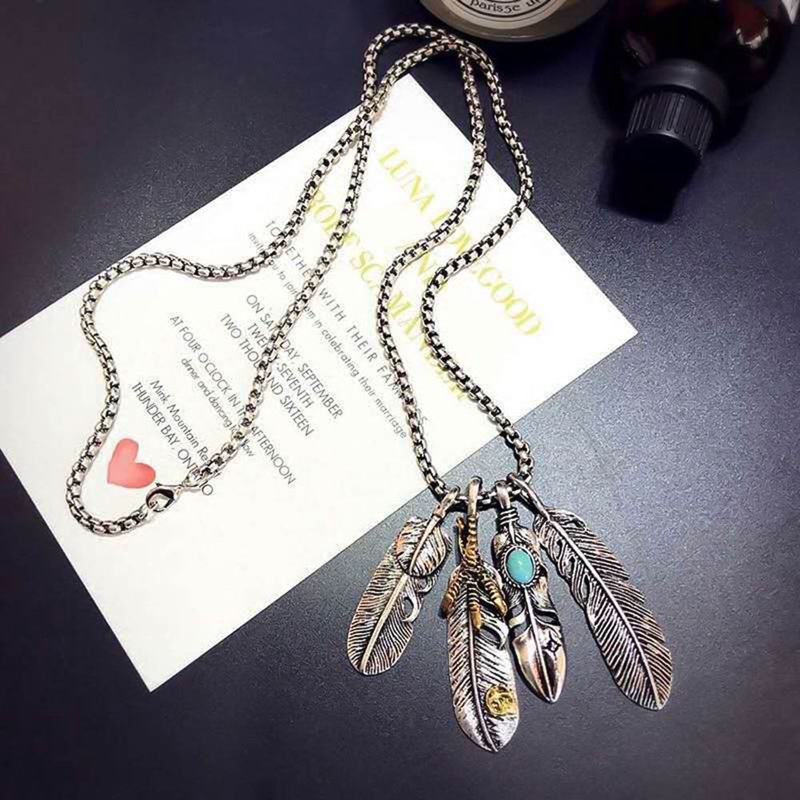 Vòng cổ Mặt Lông Vũ Phong Cách Vintage