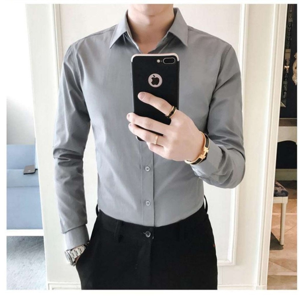 [Mã FAMAYMA2 giảm 10K đơn 50K] Áo Sơ Mi Nam Dài Tay Dáng Ôm Sơ Cổ Bẻ Vải Lụa Thái Chống Nhăn Chống Xù | BigBuy360 - bigbuy360.vn