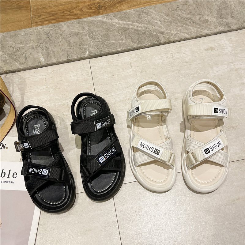 Giày Sandal Nữ MWC Đế Cao 3CM Quai Chéo Phối Chữ Siêu Xinh NUSD- 2853