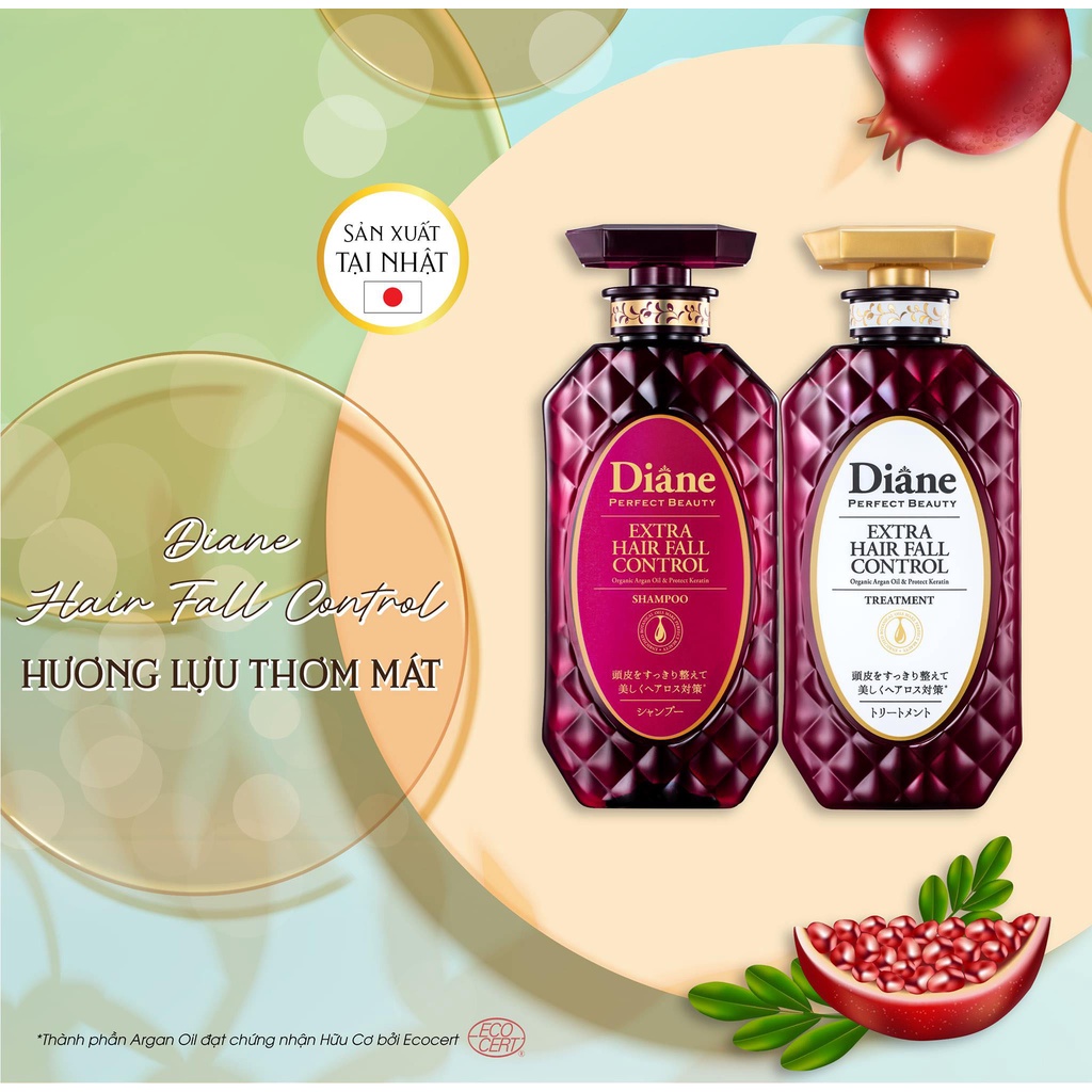 Dầu Gội Moist Diane Extra Hair Fall Control Shampoo Kiểm Soát Tóc Rụng &amp; Phục Hồi Hương Lựu 450ml