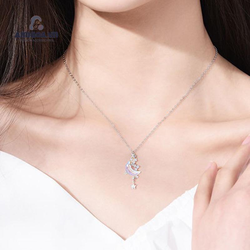 ✨✨Vòng cổ Hợp Kim Hình Mặt Trăng Và Ngôi Sao Đính Đá Thời Trang Cho Nữ
