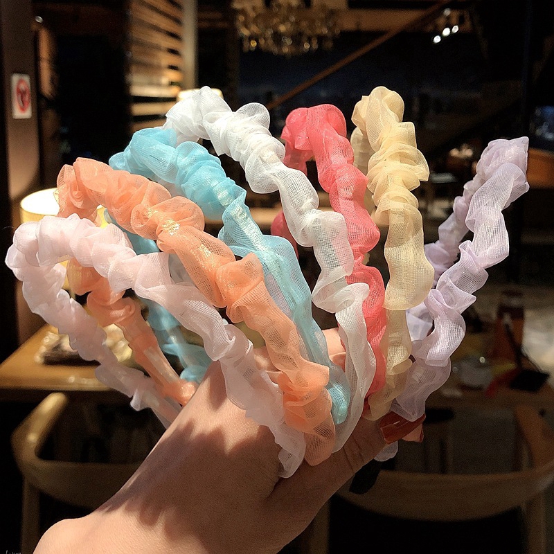 Băng đô vải ren lưới chiffon sang trọng cho nữ