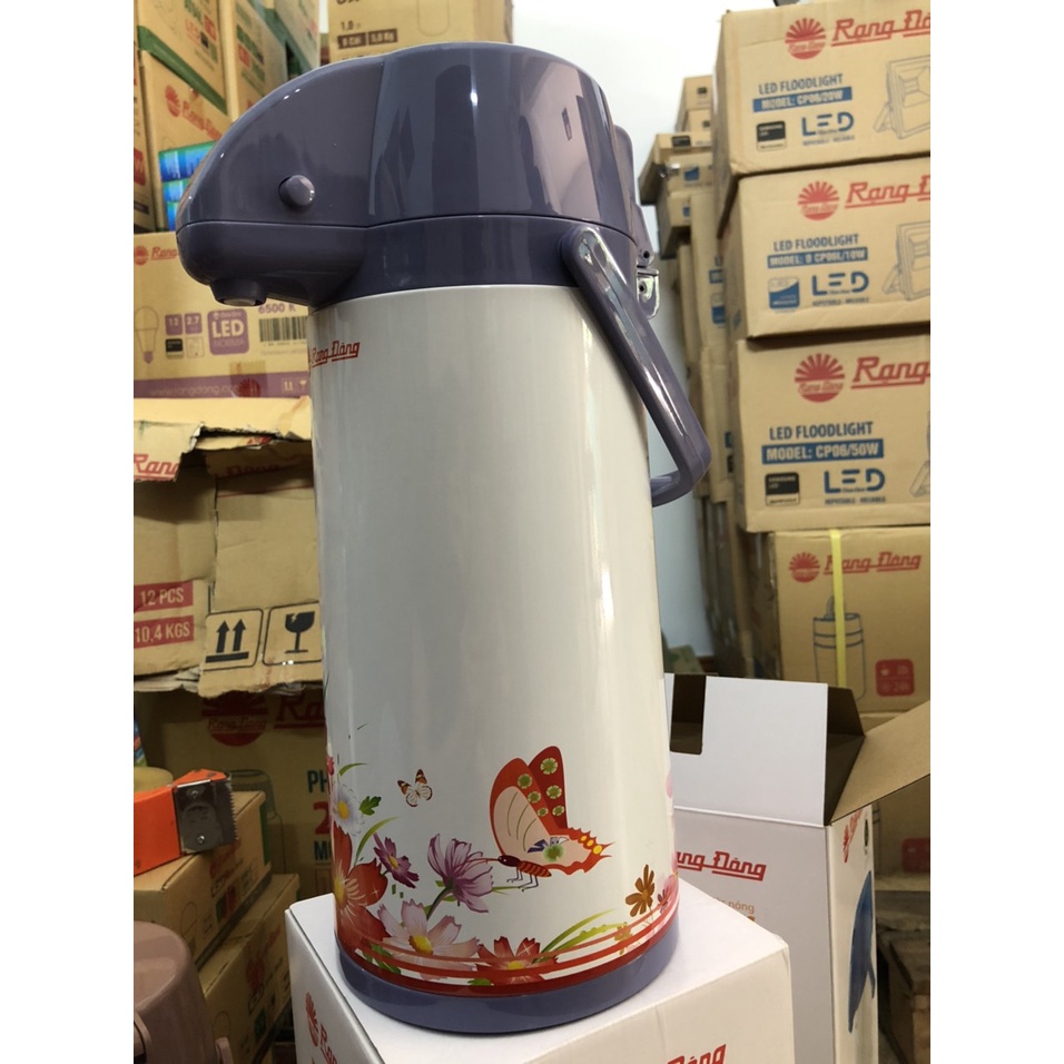 Phích đựng nước nóng giữ nhiệt 2L 2045TS.E Rạng Đông có cần ấn và bơm cơ đế xoay 360 độ