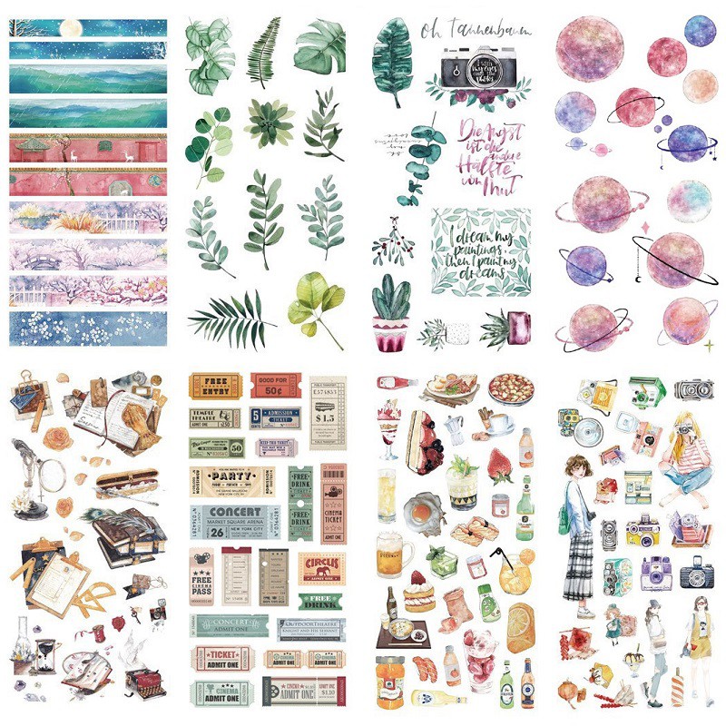 Set 3 tờ washi sticker trang trí planner SS008