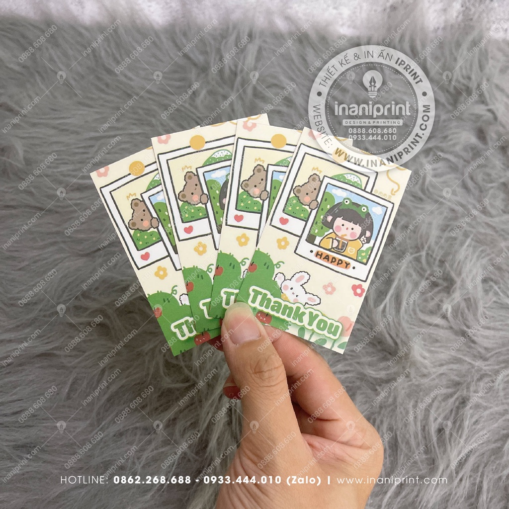 Giấy Cảm Ơn Cute, Card Cám Ơn Dễ Thương, Thank You Card Cute Mẫu Trà Sữa - Size 9x5.4cm - Cán Màng Mờ 2 Mặt