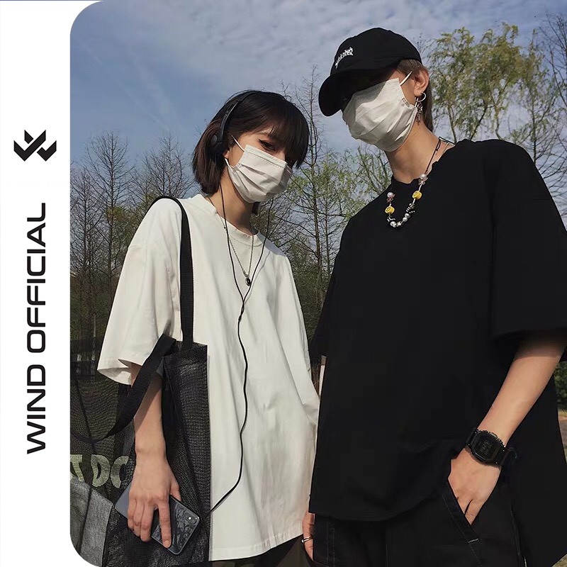 Áo thun tay lỡ unisex form rộng phông Basic nam nữ phong cách ulzzang Wind | WebRaoVat - webraovat.net.vn