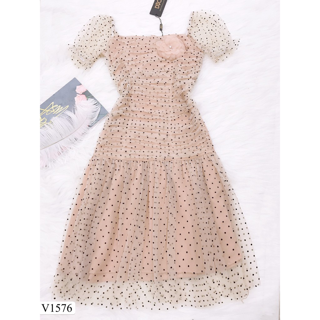 Váy be ôm chấm bi V1576 - Đẹp Shop DVC (Kèm ảnh thật trải sàn do shop tự chụp) | BigBuy360 - bigbuy360.vn